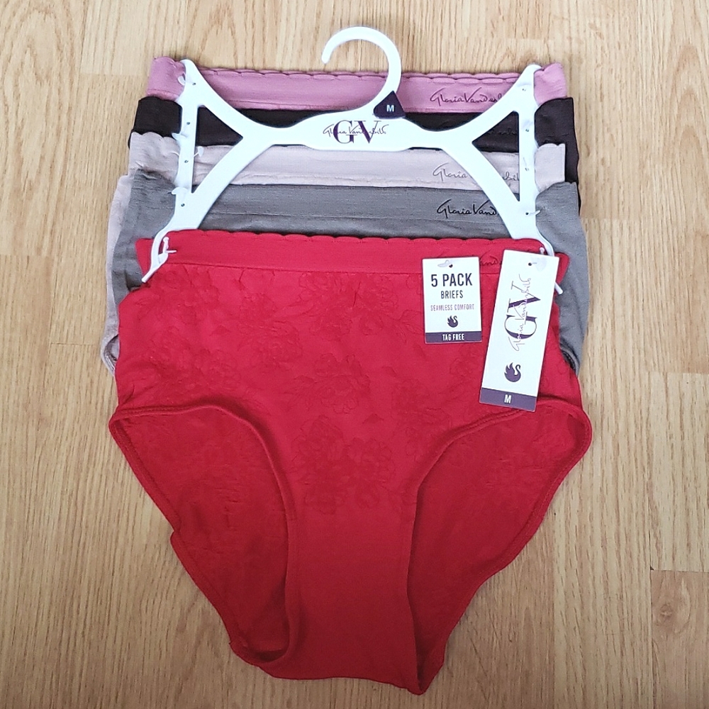 Gloria Vanderbilt 5-pack Women's Tagfree Seamless Print Brief Panties Size M